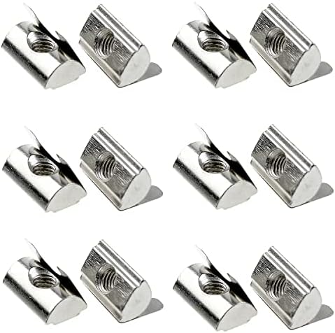 12Pcs Écrous en T M6 avec Feuille de Printemps pour Profilé en Aluminium à Fente de 8Mm, Série Universelle 33/44  | T-Nuts Fixations T-Nuts