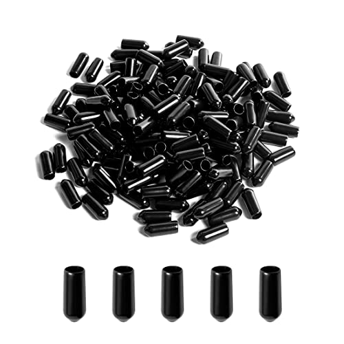 150 pièces de bouchons flexibles en caoutchouc, bouchons ronds de protection pour vis filetées, protecteurs en vinyle noir, kit de bouchons de sécurité pour tubes, vis et boulons (1/5 pouce, 5 mm)  | Fixations regroupées Fixations Fixations regroupées