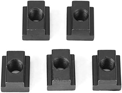 5 Pcs Écrous en Finition Oxyde Noir, Bloc Écrou Glissant T S’adapte Aux T-Slots Dans Les Tables De Machines Outils Utilisées Pour Les Extrusions En Aluminium T-Slot (M10)  | T-Nuts Fixations T-Nuts