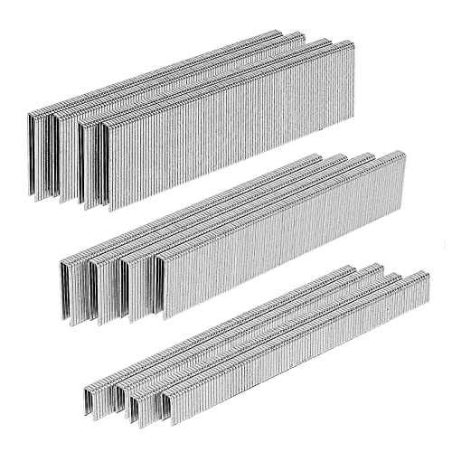 Agrafes à couronne étroite 18 de 2800 pièces, calibre 1/4″ – 1/2″ (1200), 3/4″ (800), 1″ (800), galvanisées lourdes, pack de projet de tailles assorties, pour agrafeuse pneumatique et électrique.  | Agrafes Agrafes Agrafes