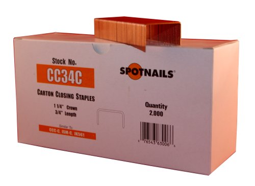 Agrafes de fermeture de carton Spot Nails Cc34C 1-1/4 pouces de couronne et 3/4 pouce de jambe (Quantité 2)  | Agrafes Agrafes Agrafes