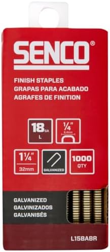 Agrafes de finition L15Babr 1-1/4″ 18 Gauge 1/4″ Crown, finition galvanisée, paquet de 1 000 unités  | Agrafes Agrafes Agrafes