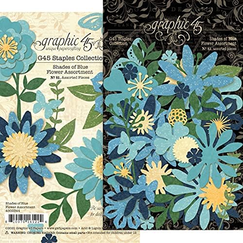 Assortiment de Fleurs Graphic 45 Staples – Nuances de Bleu, Multicolore  | Agrafes Agrafes Agrafes