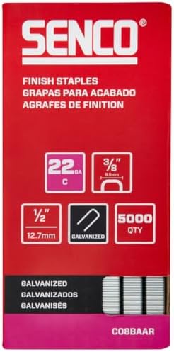 C08Baar Agrafes de finition à couronne de 3/8″ de 22 gauge, 1/2″, finition galvanisée, paquet de 5 000 unités  | Agrafes Agrafes Agrafes