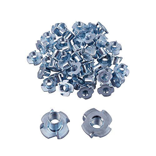 Eowpower 3 pièces de T-Nut à 4 griffes en zinc plaqué (3/8″-16 x 7/16″)  | T-Nuts Fixations T-Nuts