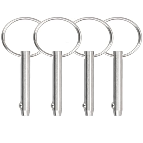 Goupille de libération rapide pour toit Bimini, diamètre 0,25 pouce (6,3 mm), longueur totale 2,56 pouces (65 mm), longueur efficace 2 pouces (51 mm), acier inoxydable 316 (lot de 4)  | Épingles Épingles Épingles