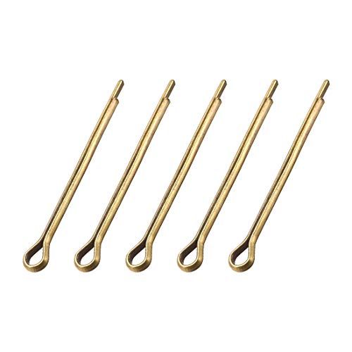 Goupille fendue – 3 mm x 40 mm (1/8 pouce x 1 37/64 pouce) en laiton massif à 2 branches, clip de fixation doré, lot de 5 pièces.  | Épingles Épingles Épingles