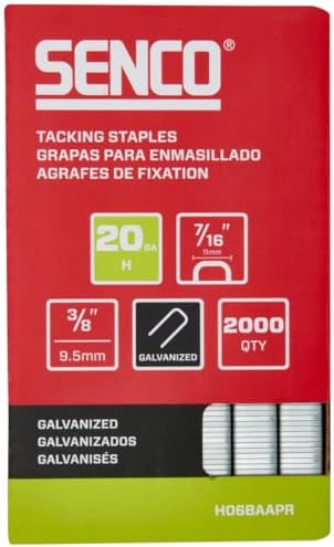 H06Baapr Agrafes de fixation à couronne de 7/16″ de 20 gauge 3/8″, finition galvanisée, paquet de 1 000 unités  | Agrafes Agrafes Agrafes