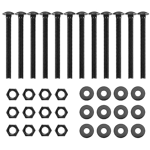 Kit de boulons de chariot 1/2 X 6 pouces, boulons résistants à la rouille comprenant 12 boulons, 12 rondelles et 12 écrous, noir.  | Boulons Boulons Boulons