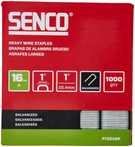 P13Babr 1″ Agrafeuses lourdes en fil de 16 gauge avec couronne de 1″, finition galvanisée, paquet de 1 000 unités  | Fixations regroupées Fixations Fixations regroupées