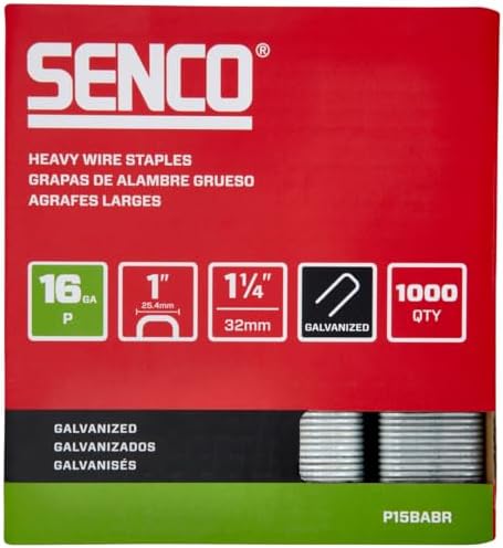 P15Babr 1-1/4″ 16 Gauge 1″ Couronne Agrafes en Fil Lourd, Fini Galvanisé, Paquet de 1 000 Compte  | Fixations regroupées Fixations Fixations regroupées