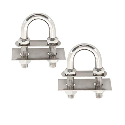 Pack de 2 boulons en U en acier inoxydable pour fixation de proue et de poupe avec écrous et rondelles, diamètre du stock 1/2″ (longueur : 4-1/4″)  | Boulons Boulons Boulons