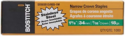 Sx503513/8Ss-1M Agrafes en acier inoxydable à couronne étroite de 7/32″ de 18 calibre, 1-3/8″ de longueur (1000 pièces)  | Agrafes Agrafes Agrafes