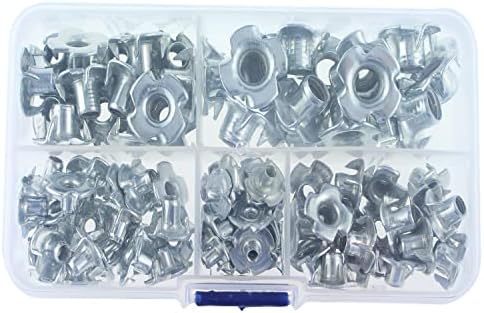 T-Nut à 4 Pattes Sqxbk 9Pcs 5 Tailles M3/M4/M5/M6/M8 en Acier au Carbone Zingué pour Menuiserie et Mobilier, T-Nut à Pattes  | T-Nuts Fixations T-Nuts