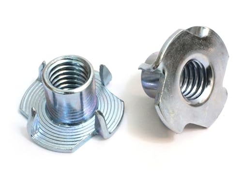 T-Nuts 3/8″-16 (Pack de 100), Acier Galvanisé Résistant à la Corrosion, Longueur de Baril de 7/16″, Écrou en T à 4 Pattes pour Bois, Prises d’Escalade, Mobilier  | T-Nuts Fixations T-Nuts