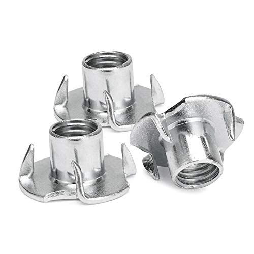 T-Nuts M6 X 8Mm à 4 griffes en zinc pour l’insertion filetée, idéaux pour le travail du bois, les pieds de meubles et les prises d’escalade (100 pièces)  | T-Nuts Fixations T-Nuts