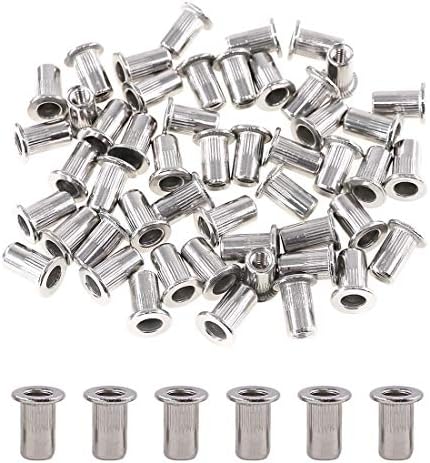 Glarks 5Pcs 34 Rivetnut en Acier Inoxydable M4 avec Tête Plate – Ensemble de Inserts Nutsert Rivet Nut (M4)  | Insertions filetées Fixations Insertions filetées