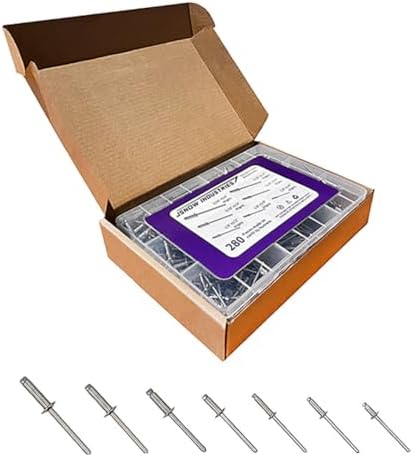 Kit d’assortiment de 28 rivets aveugles en acier inoxydable – 7 tailles (3/16”, 5/32”, 1/8”) – Jsnow Industries  | Rivetts Fixations Rivetts