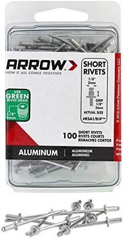 Rivets en aluminium courts Rsa1/8Ip de 1/8 pouce pour métal, tissu, cuir et réparation automobile, pack de 100  | Rivetts Fixations Rivetts