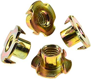 T-Nut 3/8 Pouce-16 X 7/16 Pouce à 4 Prongs, Inserts Filetés Aveugles, Filets Propres, Sans Rouille, Acier au Carbone Galvanisé, Pour Bois, Mur d’Escalade, Panneau Contreplaqué, Panneau de Particules, Routeur CNC, Pack de 22  | Insertions filetées Fixations Insertions filetées