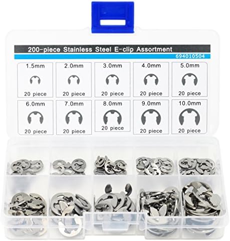 Anneaux de retenue externes E-Style, Anneaux de retenue pour arbres, Kit d’assortiment de clips E, Acier inoxydable  | Anneaux de retenue Anneaux de retenue Anneaux de retenue