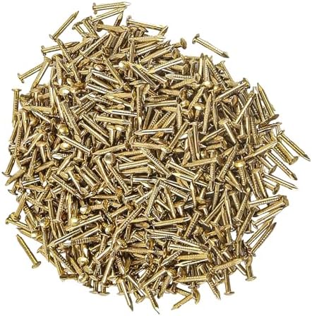 500 pièces de petits clous à tête ronde pour art en fil, accessoires de quincaillerie faits main, fixations mini clous 1 x 10 mm/0,04″ x 0,4″ (Dxl) dorés.  | Ongles Fixations Ongles