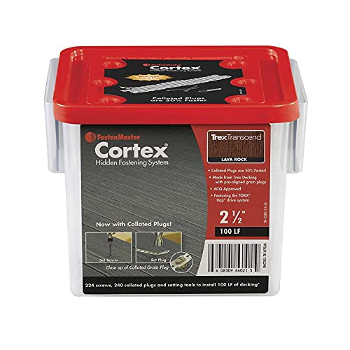 Fastenmaster Cortex Collé pour Terrasses Trex Transcend Lava Rock avec Vis de 2-1/2" pour 1 Pied Linéaire  | Fixations regroupées